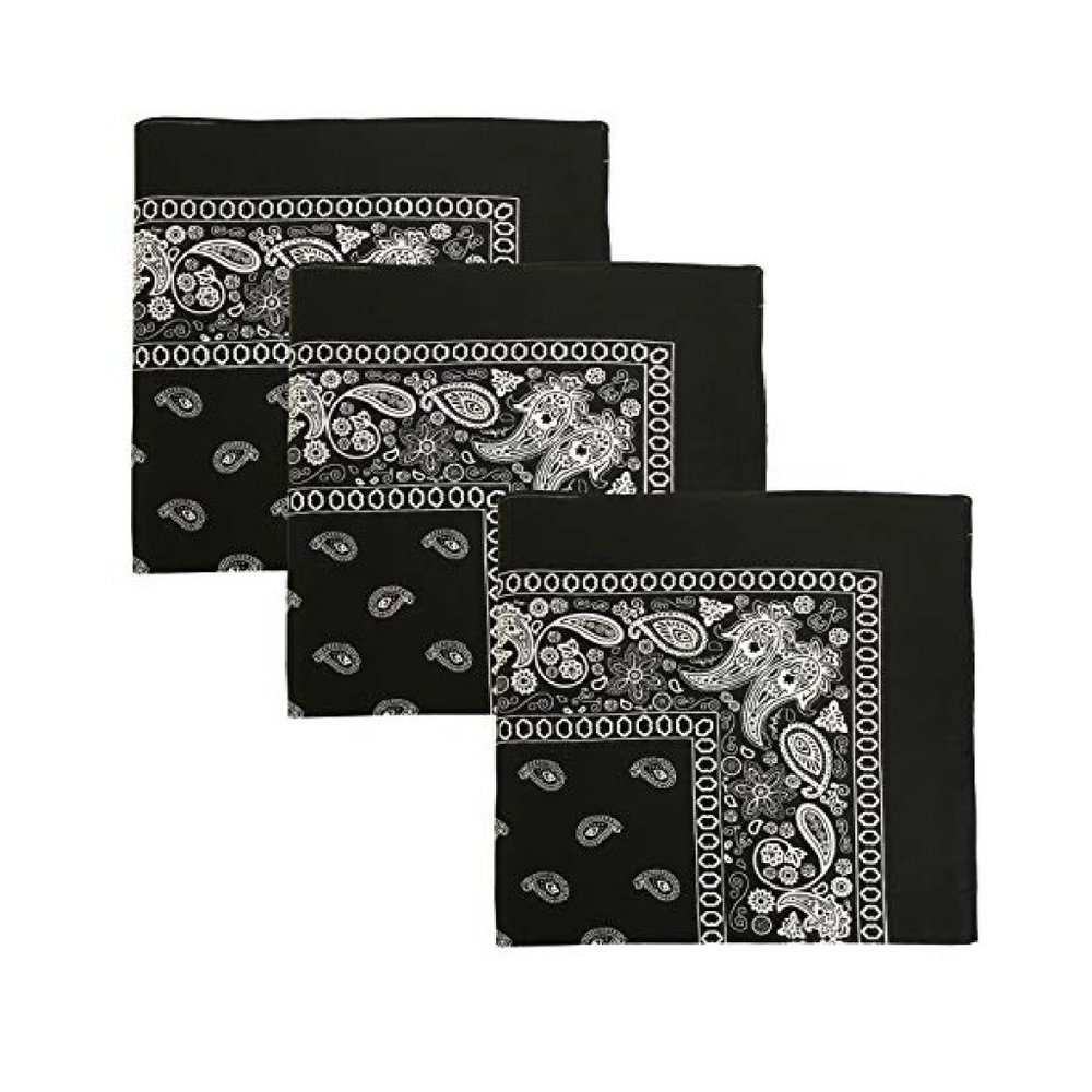 Paisley 3 piece Color:Black 100% Cotton Bandanas